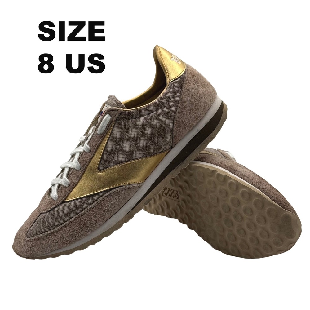 Brooks Chariot Women's Size 8 Retro Running Sneakers Taupe Gold Suede Athleisure